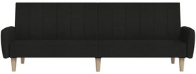 Canapea extensibila cu 2 locuri, negru, material textil Negru, Fara suport de picioare
