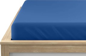 Cearsaf de pat jersey albastru inchis 160 x 200 cm
