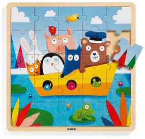 Puzzle lemn Djeco, Toti in barca