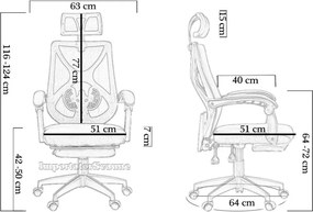 OFF 636 negru - scaun ergonomic din mesh cu suport picioare