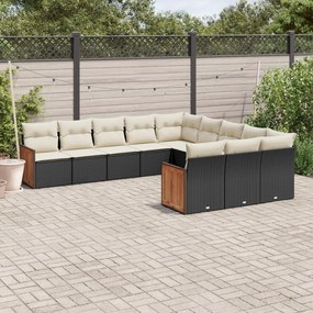 3260509 vidaXL Set canapele de grădină cu perne, 11 piese, negru, poliratan