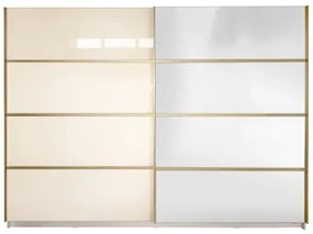 Gold Dulap 2800 Crem cu usi MDF Lucios si Oglinda + 2 Comode