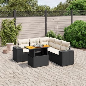 3272631 vidaXL Set mobilier de grădină cu perne, 6 piese, negru, poliratan