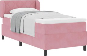 vidaXL Pat cu arcuri cu saltea cu headboard Roz 100 x 200 cm Catifea