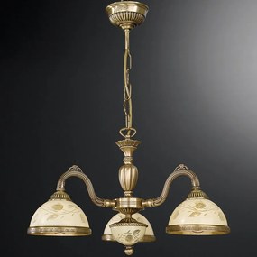 Candelabru cu 3 brate din alama cu sticla decorata design italian 6208
