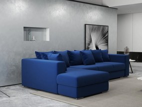 Colțar extensibil dumonde cu ladă de depozitare si sezut confortabil din spuma high-density, Gloria Royal Blue 320x183 cm