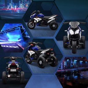 HOMCOM Motocicletă Electrică pentru Copii 3-5 Ani, Max. 25kg, cu Baterie 6V, Albastru | Aosom Romania