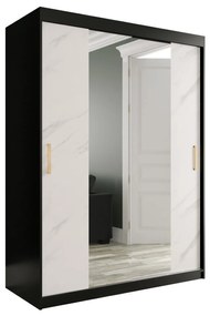 Dulap de haine 150 cm Marbelo T1 (mat negru + marmură albă). 1064566