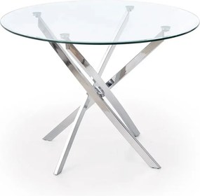 Masa rotunda de sticla RAYMOND, argintiu, sticla/otel, 100x73 cm