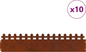 vidaXL Borduri pentru gazon 10 pcs Ruginit 103 x 0,05 x 22 cm