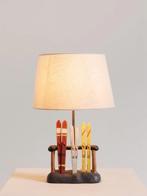 Lampa de masa, din rasina, cu abajur din bumbac, Apres-ski