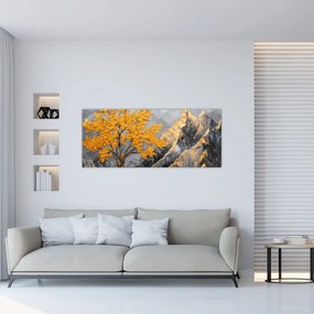 Tablou – Arbore auriu în munți (120x50 cm)