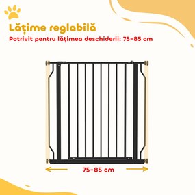 PawHut Poartă Extensibilă și Reglabilă pentru Câini, pentru Scări și Uși, din Oțel și ABS, 75-85x76 cm, Negru | Aosom Romania