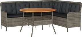 vidaXL Set canapele de grădină cu perne, 2 piese, gri, poliratan