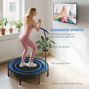 SPORTNOW Trambulină Fitness Ø114cm cu Mâner Reglabil 5 Poziții Capacitate 150kg Albastru | Aosom Romania