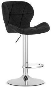 Scaun Bar Kross Catifea  Negru, Baza Cromata