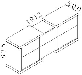 Dulap jos Lineart 191,2 x 50 x 83,5 cm, ulm deschis / alb