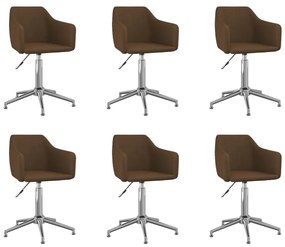 3092871 vidaXL Scaune de bucătărie pivotante, 6 buc., maro închis, textil