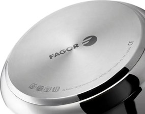 Oală sub presiune Fagor Clasica 10 L, 55 kPa, 24 cm, supapă de siguranță, 3 sisteme de protecție, oțel inoxidabil 18/10, compatibilă cu plitele cu inducție, argintie