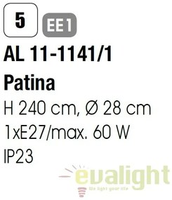 Stalp exterior stil clasic IP23 H240cm Aiko AL 11-1141/1 Patina OR