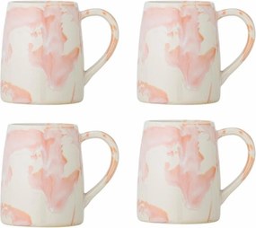 Set 4 căni din ceramică, multicolor, fond crem cu tonuri pastelate, glazură reactivă cu nuanțe unice, 10 x 9 cm, „Winnie”