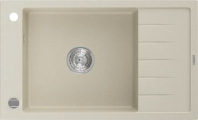 Mexen Elias chiuvetă de bucătărie din granit cu 1 compartiment și scurgător 795 x 480 mm, bej, sifon cromat - 6511791005-69