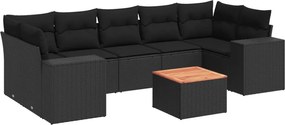 vidaXL Set mobilier de grădină cu perne, 8 piese, negru, poliratan