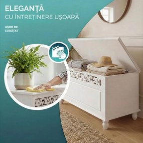 Ladă din lemn JERSEY, 80x40x48cm, alb Casaria