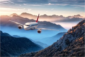 Tablou - Avion peste crestele montane (90x60 cm)
