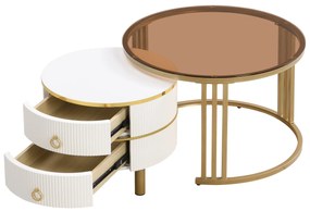 Măsuță de cafea 2-în-1 Rotundă din MDF, Alb | Aosom Romania