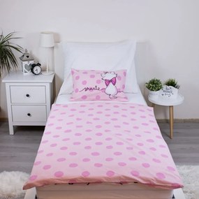 Lenjerie de pat pentru copii roz din bumbac pentru pătuț 100x135 cm Marie Cat "Merci" – Jerry Fabrics