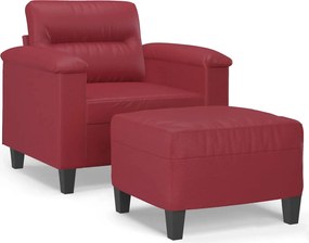 vidaXL Fotoliu canapea cu taburet, roșu vin, 60 cm, piele ecologică