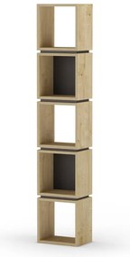 Bibliotecă neagră/în culoare naturală cu aspect de lemn de stejar 32x167 cm Lofty – Marckeric