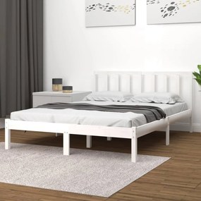 3105082 vidaXL Cadru de pat, alb, 160x200 cm, lemn masiv de pin