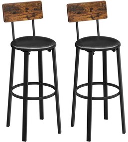 2 scaune de bar cu suport pentru picioare , maro rustic și negru | VASAGLE