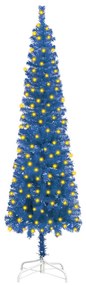 Set pom de Craciun subtire cu LED-uri, albastru, 180 cm 1, Albastru, 180 x 48 cm