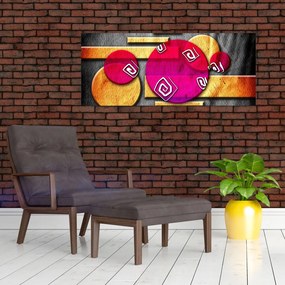 Tablou abstract cu simboluri istorice (120x50 cm)