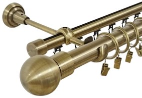 Galerie dubla kula , teava neteda si profil,grosime 25 si 19mm, aur antic (Alege marime: 140 cm)