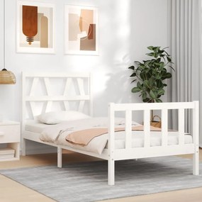 3192482 vidaXL Cadru de pat cu tăblie, alb, 100x200 cm, lemn masiv