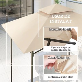 Outsunny Acoperiș de Schimb pentru Pergolă cu 2 Niveluri și Buzunare de Colț, 160 g/m², UV50+, 244x152 cm, Bej | Aosom Romania