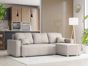 OFERTA Canapea coltar deschisa bej deschis SMART COSARO, bidirectionala + 2 pernite GRATUIT II. calitate