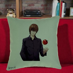 Perna Personalizata Death Note Light Yagami cu Mar, 40x40 cm, Verde, Husa Detasabila, Perna Inclusa, BEKZ®