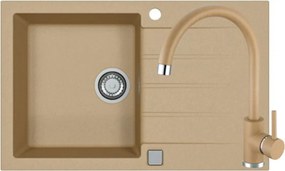 Set chiuveta bucatarie Alveus Cadit 20 bej 79x50 cm si baterie Kati monocomanda