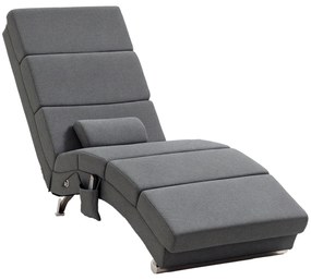 HOMCOM Fotoliu relax salon cu masaj și încălzire, șezlong cu telecomandă și pernă, material din in, gri | Aosom Romania