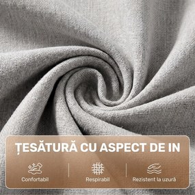 HOMCOM Fotoliu Extensibil 3 în 1 cu Spătar Reglabil, Tapițat din In și Lemn, 78x88x82 cm, Gri | Aosom Romania