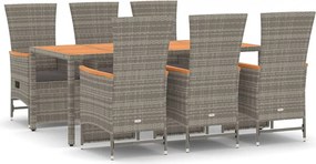 vidaXL Set mobilier de grădină cu perne, 7 piese, gri, poliratan