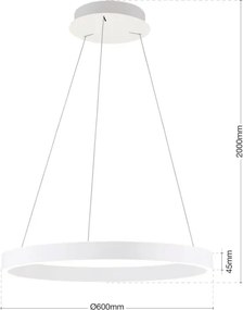 Orion - Pendul LED dimabil pe cablu KOLK LED/60W/230V 2700/3000/4000K Ø 60 cm alb