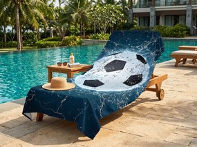 Prosop XXL de plaja cu uscare rapida GOALIX albastru-alb 150 x 210 cm, 100% microfibra