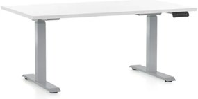 Masa inaltime reglabila OfficeTech D, 140 x 80 cm, bază gri, alb