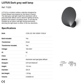 Aplica LED moderna de exterior ambientala IP65 LOTUS gri